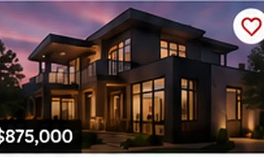 Contemporary home at dusk